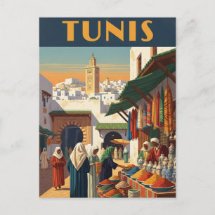 Cartão Postal Vintage Tunis Tunísia Viagem