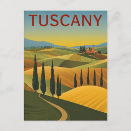 Cartão Postal Vintage Tuscany Italy Travel Poster Hills