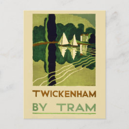 Cartão Postal Vintage Twickenham England Tram Viagem
