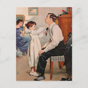 Cartão Postal Vintage Tying Daddys Tie