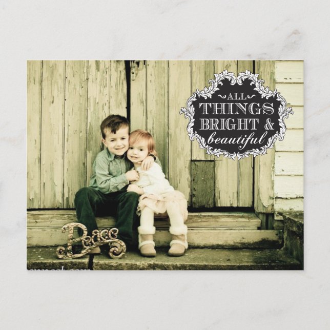 Cartão postal Vintage Typografia Natal Xmas (Frente)