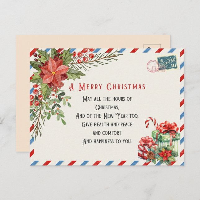 Cartão Postal Vintage Um Feliz Natal (Frente/Verso)