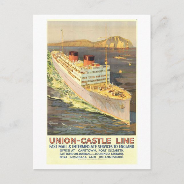 Cartão Postal Vintage Union-Castle Line Mail Delivery (Frente)