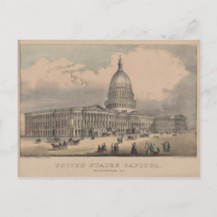 Cartão Postal Vintage US Capitol Building Illustration (1872)