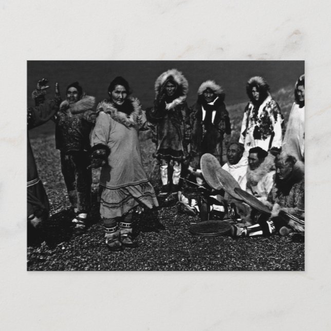 Cartão Postal Vintage USA Alaska Eskimo Dançarinos (Frente)