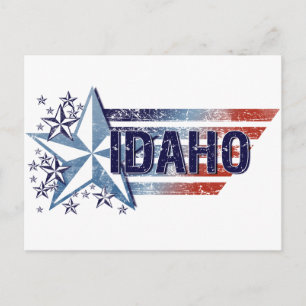 Cartão Postal Vintage USA Flag com Star - Idaho