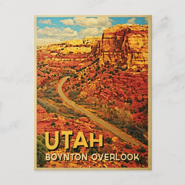 Cartão Postal Vintage Utah Boynton Overlook (Frente)