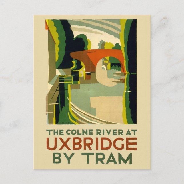 Cartão Postal Vintage Uxbridge England Tram Viagem (Frente)