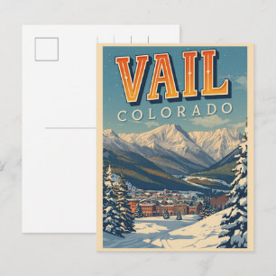 Cartão Postal vintage Vail colorado outdoor inverno neve esqui 