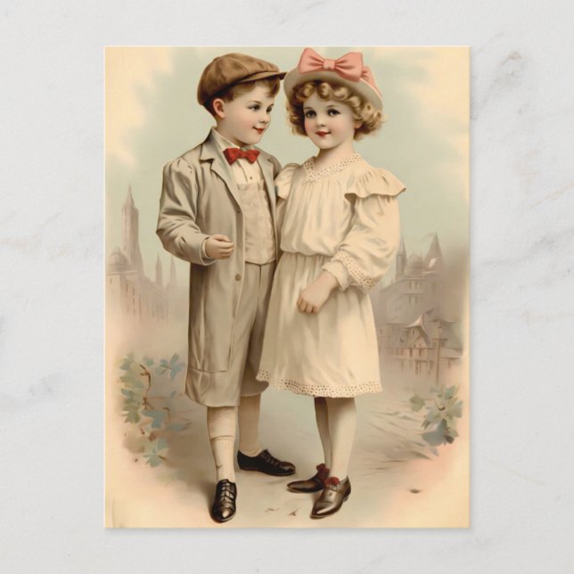 Cartão Postal Vintage Valentine Children Postcard  (Frente)
