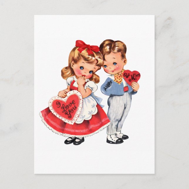 Cartão Postal Vintage Valentine Kids Postcard (Frente)