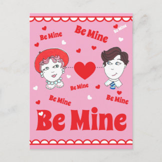 Cartão Postal Vintage Valentines Postcard, Be Mine!