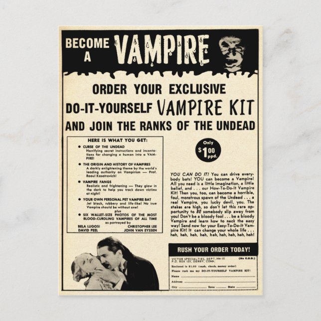 Cartão Postal Vintage Vampire Mail Order Advertisement (Frente)
