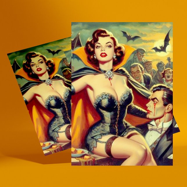 Cartão Postal Vintage Vampire Woman (Criador carregado)