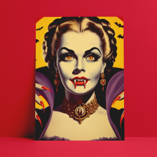 Cartão Postal Vintage Vampire Woman