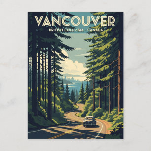 Cartão Postal Vintage Vancouver Skyline Canadá Viagem