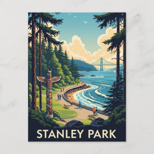 Cartão Postal Vintage Vancouver Stanley Park Viagem