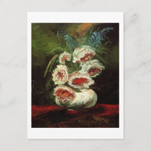 Cartão Postal Vintage Vase com Peonies, Vincent van Gogh.