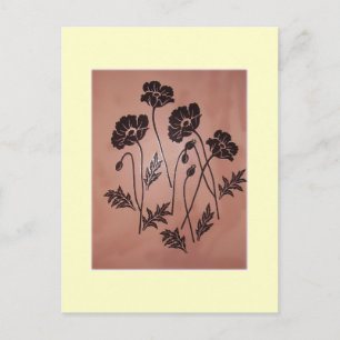 Cartão Postal Vintage Velvet Poppies