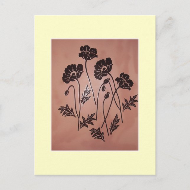 Cartão Postal Vintage Velvet Poppies (Frente)