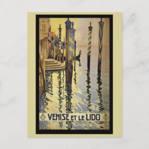 Cartão Postal Vintage Veneice Itália Canal Viagem do Gondolas