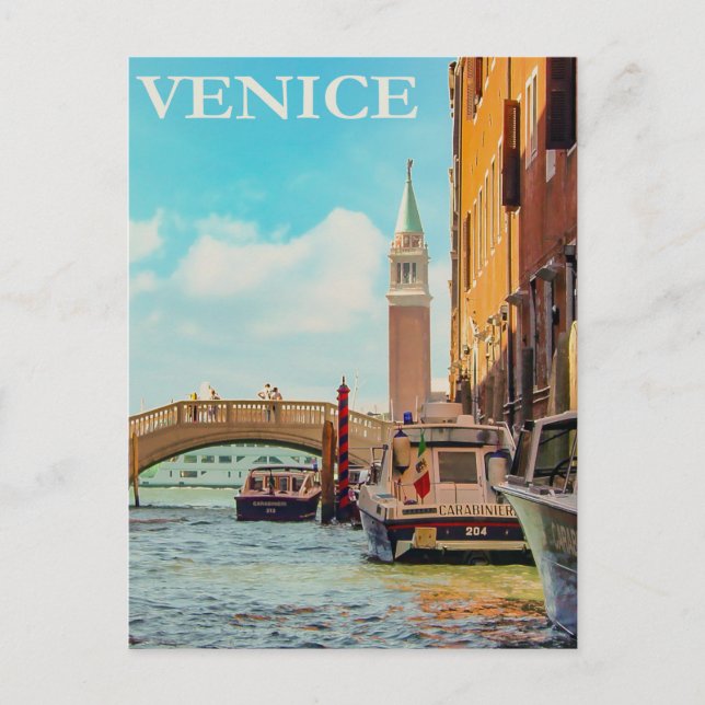 Cartão Postal Vintage Veneice Itália Viagem (Frente)