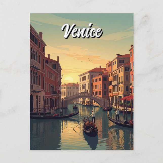 Cartão Postal Vintage Veneice Itália Viagem Souvenir (Frente)