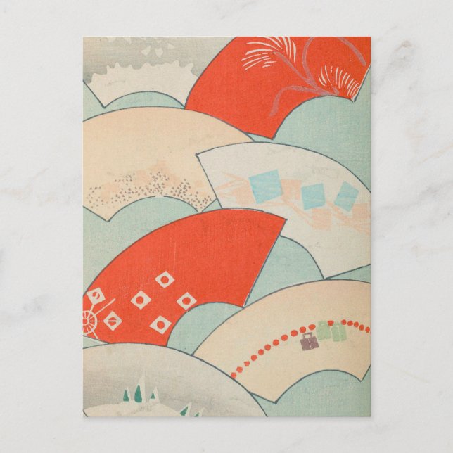 Cartão Postal Vintage - Ventiladores Japoneses (Frente)