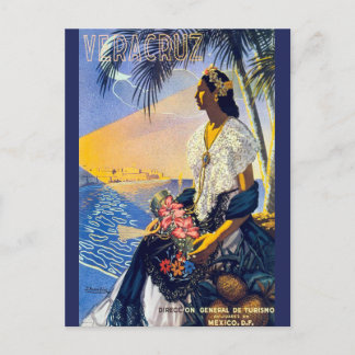 Cartão Postal Vintage Vera Cruz Viagem de Turismo Mexicano