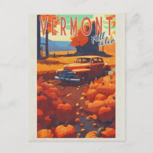 Cartão Postal Vintage Vermont Fall Foliage Color Viagem