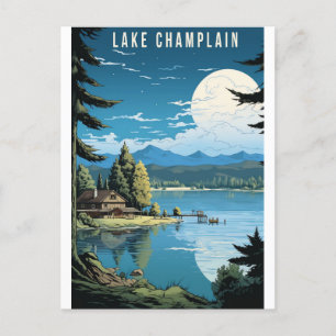 Cartão Postal Vintage Vermont Lake Champlain Viagem