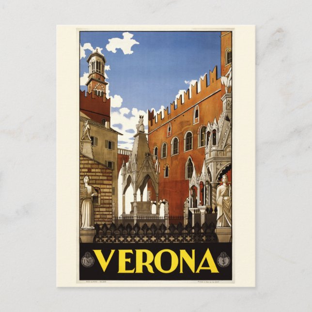 Cartão postal Vintage Verona Itália (Frente)