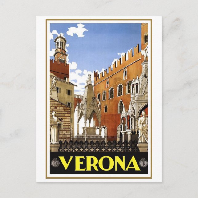Cartão Postal Vintage Verona Itália (Frente)