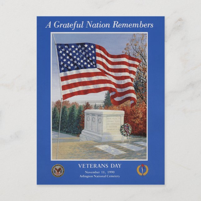 Cartão Postal Vintage Veterans Day, 1990 - (Frente)