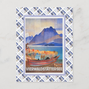 Cartão Postal Vintage - Via férrea suíça Luzern Vierwaldstatters