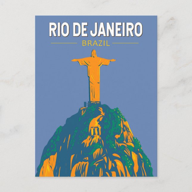 Cartão Postal Vintage Viagem de Arte do Brasil no Rio de Janeiro (Frente)