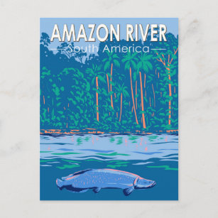 Cartão Postal Vintage Viagem de Arte do Rio Amazônia na América 