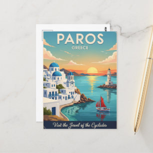 Cartão Postal Vintage Viagem de Grécia de Paros