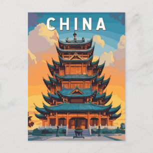 Cartão Postal Vintage Viagem de ilustração da China