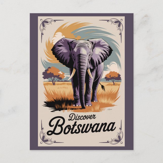Cartão Postal Vintage Viagem de ilustração do Botsuana (Frente)