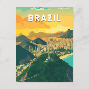 Cartão Postal Vintage Viagem de ilustração do Brasil