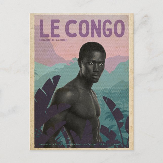 Cartão Postal Vintage viagem do Congo (Frente)