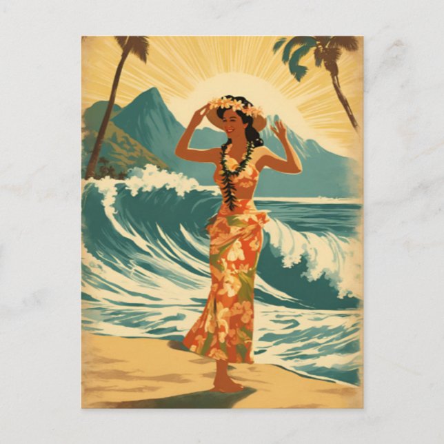 Cartão Postal Vintage Viagem Honolulu Médio Havaiano - Pacífico (Frente)