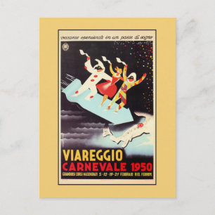 Cartão Postal Vintage Viareggio carnaval italiano viagem ad