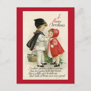 CARTÃO POSTAL VINTAGE VICTORIAN "A MERRY CHRISTMA