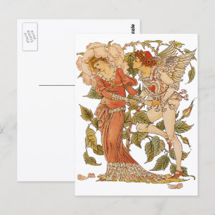 Cartão Postal Vintage Victorian Art, Rosa por Walter Crane