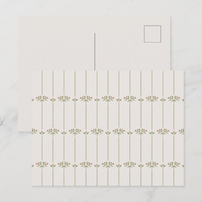 Cartão Postal Vintage Victorian Botanical Traditional Lines (Frente/Verso)