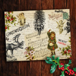 Cartão Postal Vintage Victorian Christmas Girl Mensagem Holly<br><div class="desc">Era vitoriana natal: Papai Noel com árvore de Natal e brinquedos, Reindeer, árvore de Natal, Natal tipográfico e Feliz Natal, anjos querubs, galho de carvalho, lebre branca em floresta, rosa de natal, menina com sagrada, notas musicais, partituras antigas, manuscrito antigo, selo velho e cartão postal, perfeito para as férias. As...</div>