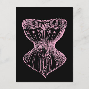Cartão Postal Vintage Victorian Corset Rosa