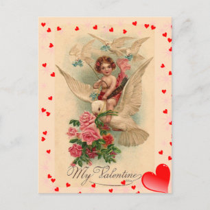 Cartão Postal Vintage Victorian Cupid no Namorados da Porta